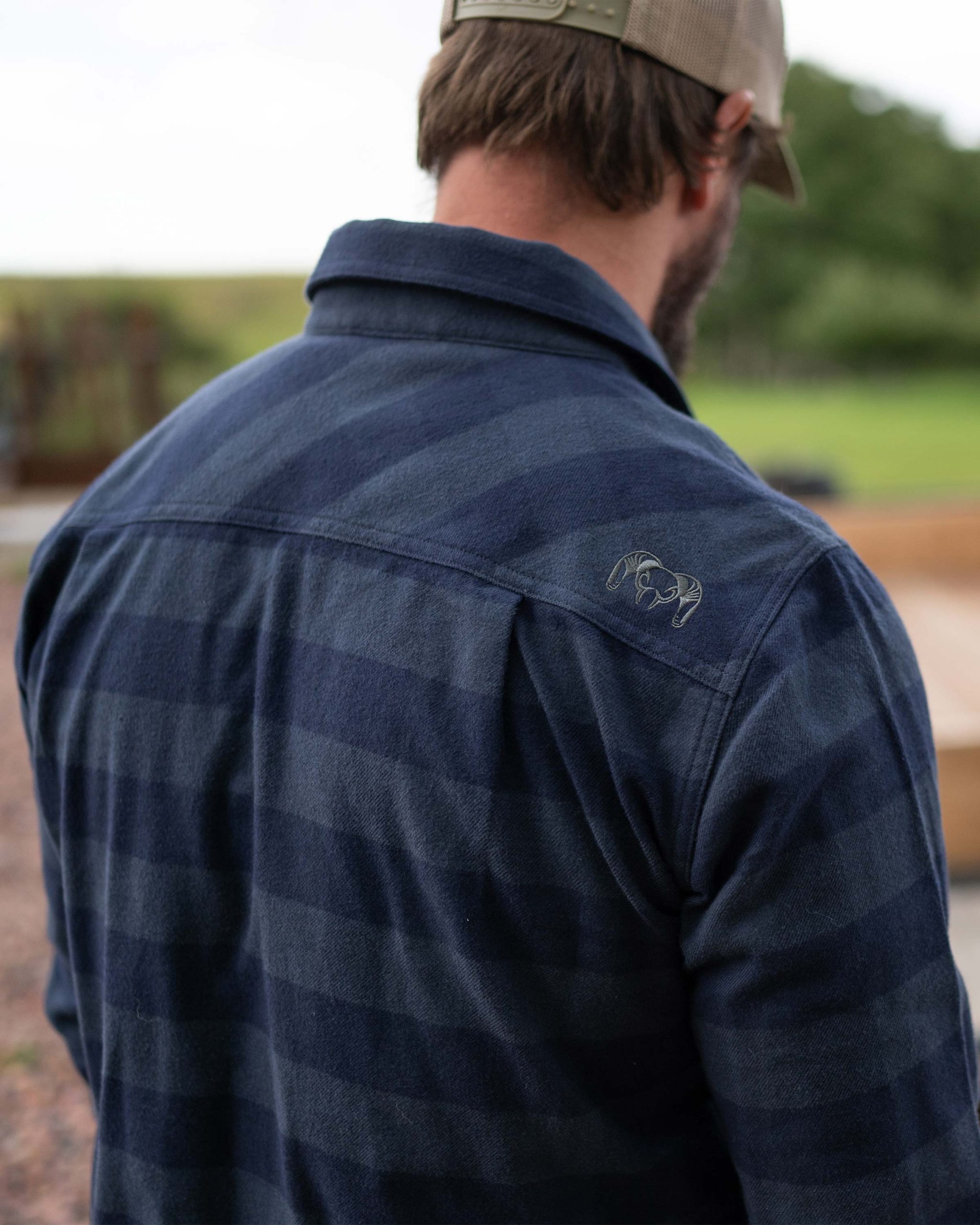 Field Flannel Shirt | Steel Blue Buffalo Check - Image 7