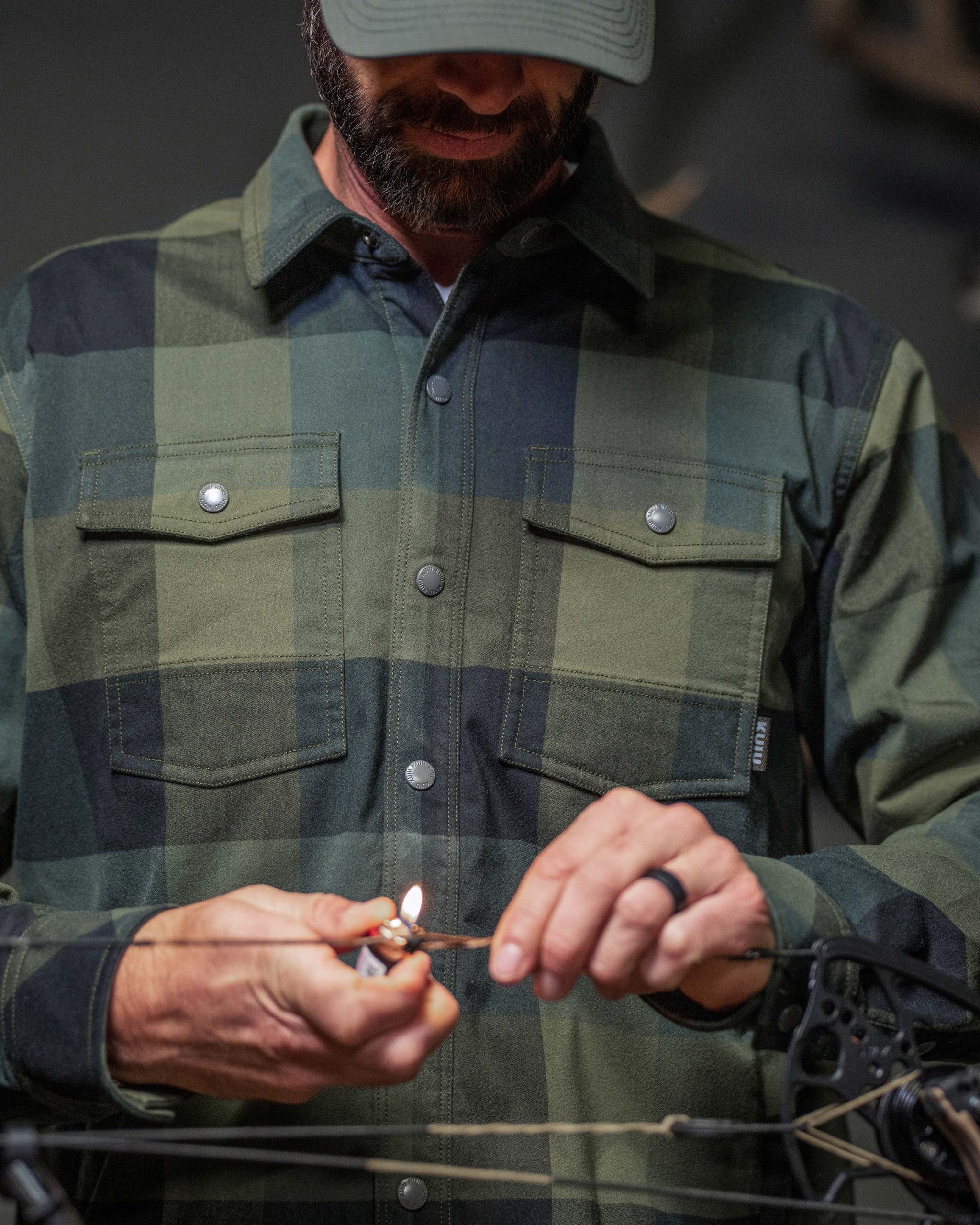 Field Flannel Fleece Shirt Jacket | Verde Plaid - Image 4