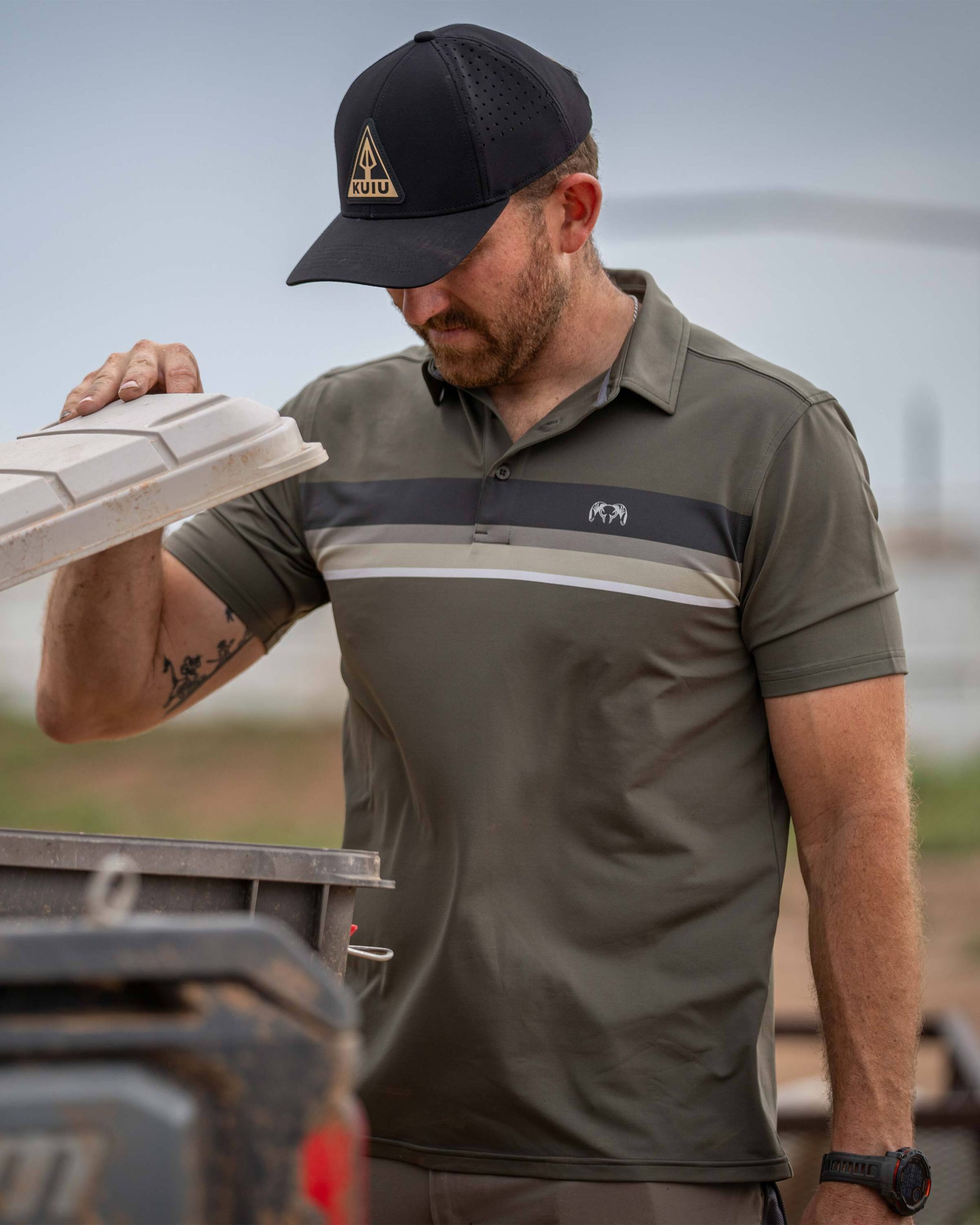 KUIU Performance Polo Stripe | Steel Blue Chest Stripe - Image 3