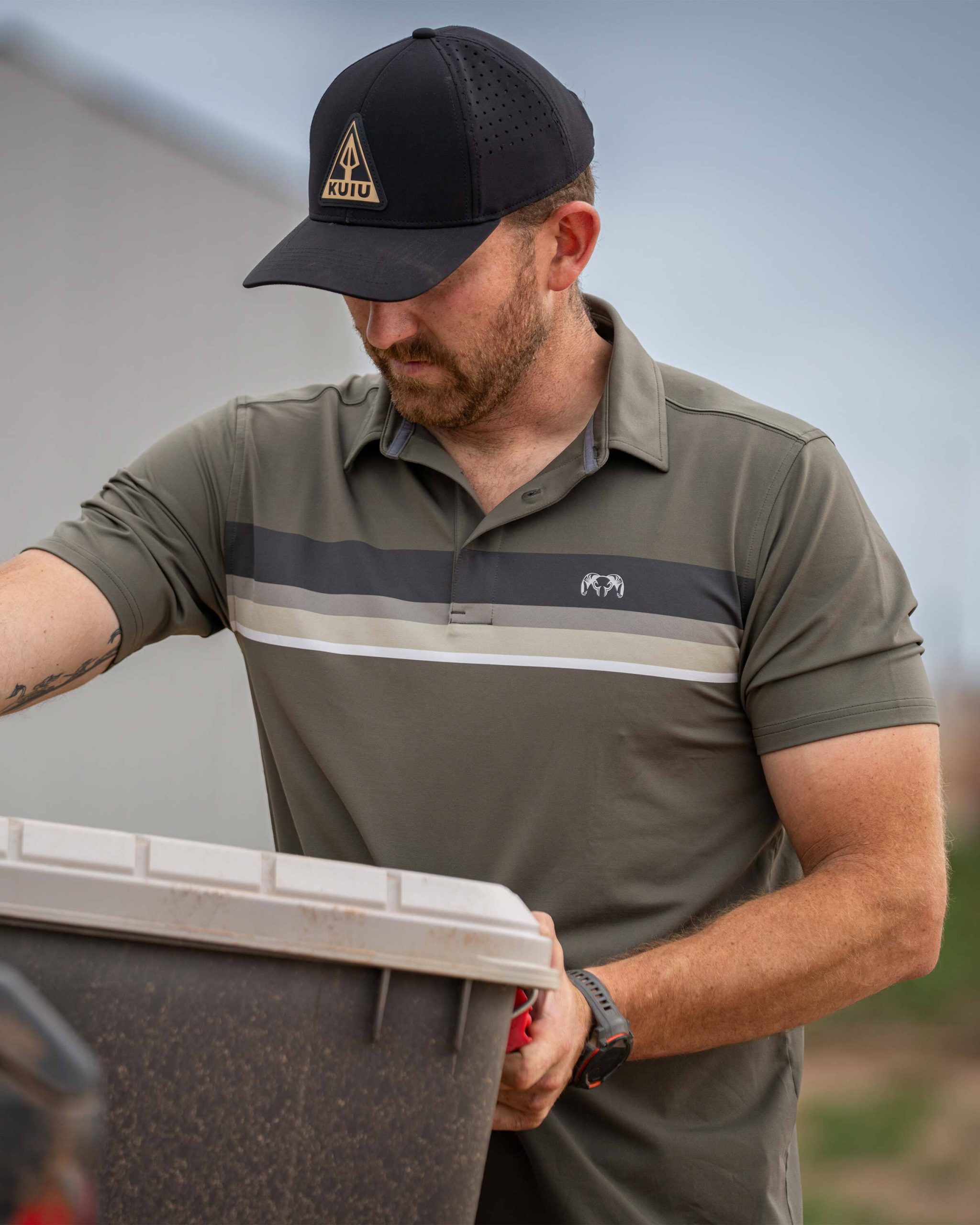 KUIU Performance Polo Stripe | Steel Blue Chest Stripe - Image 5