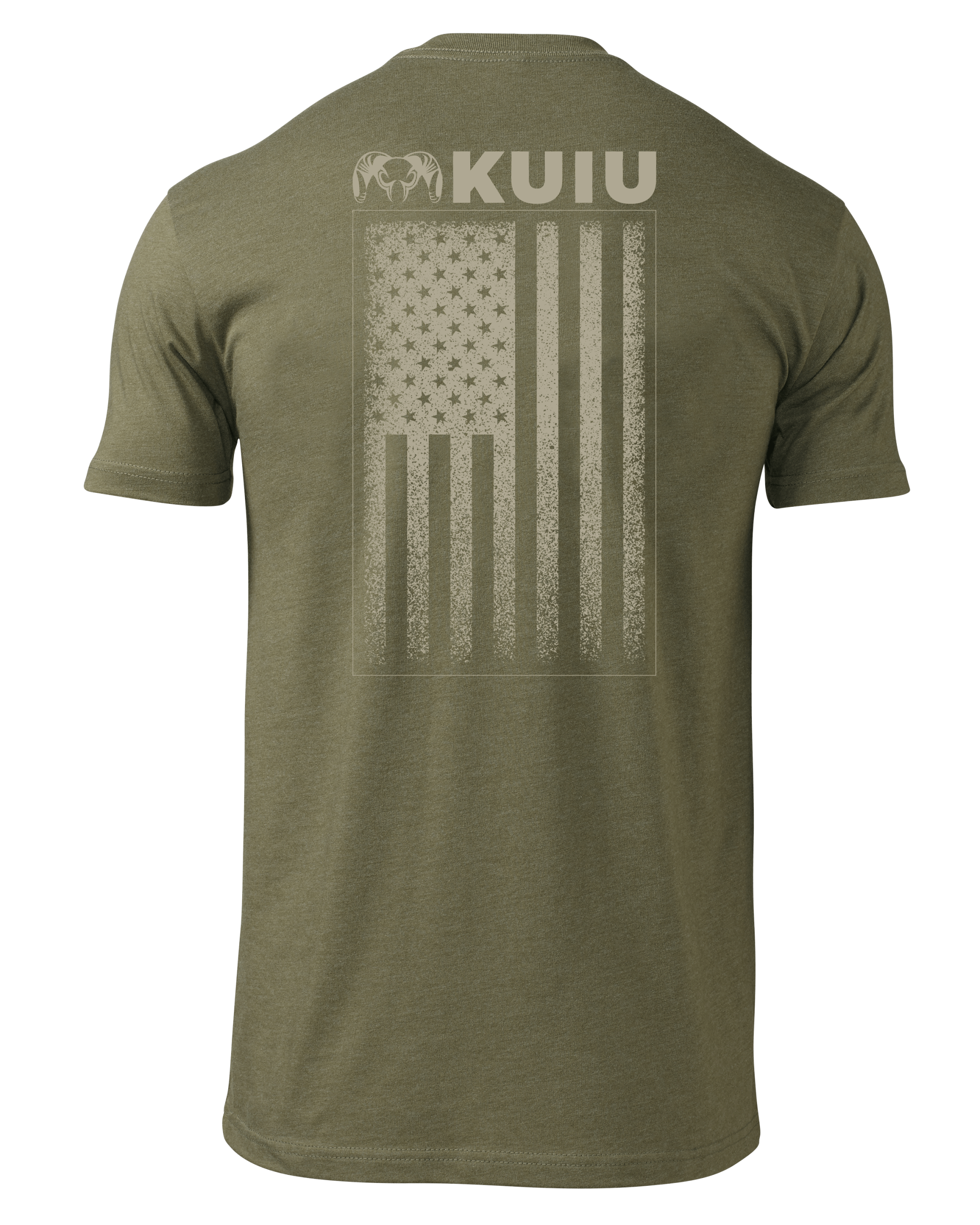 KUIU Distressed Vertical Flag T-Shirt | Military Green