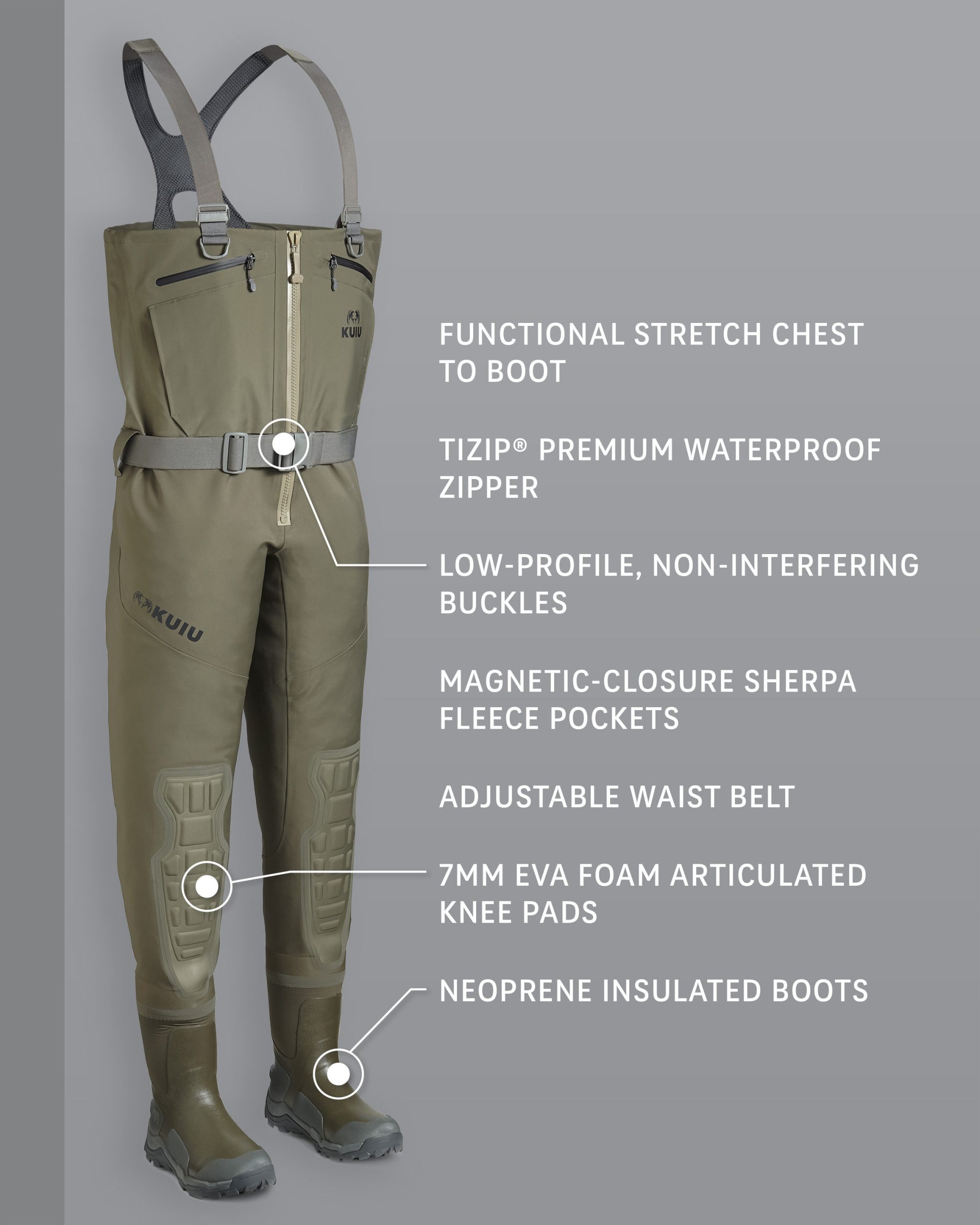 KUIU PRO HD Flex Zip Wader | Ash - Image 2