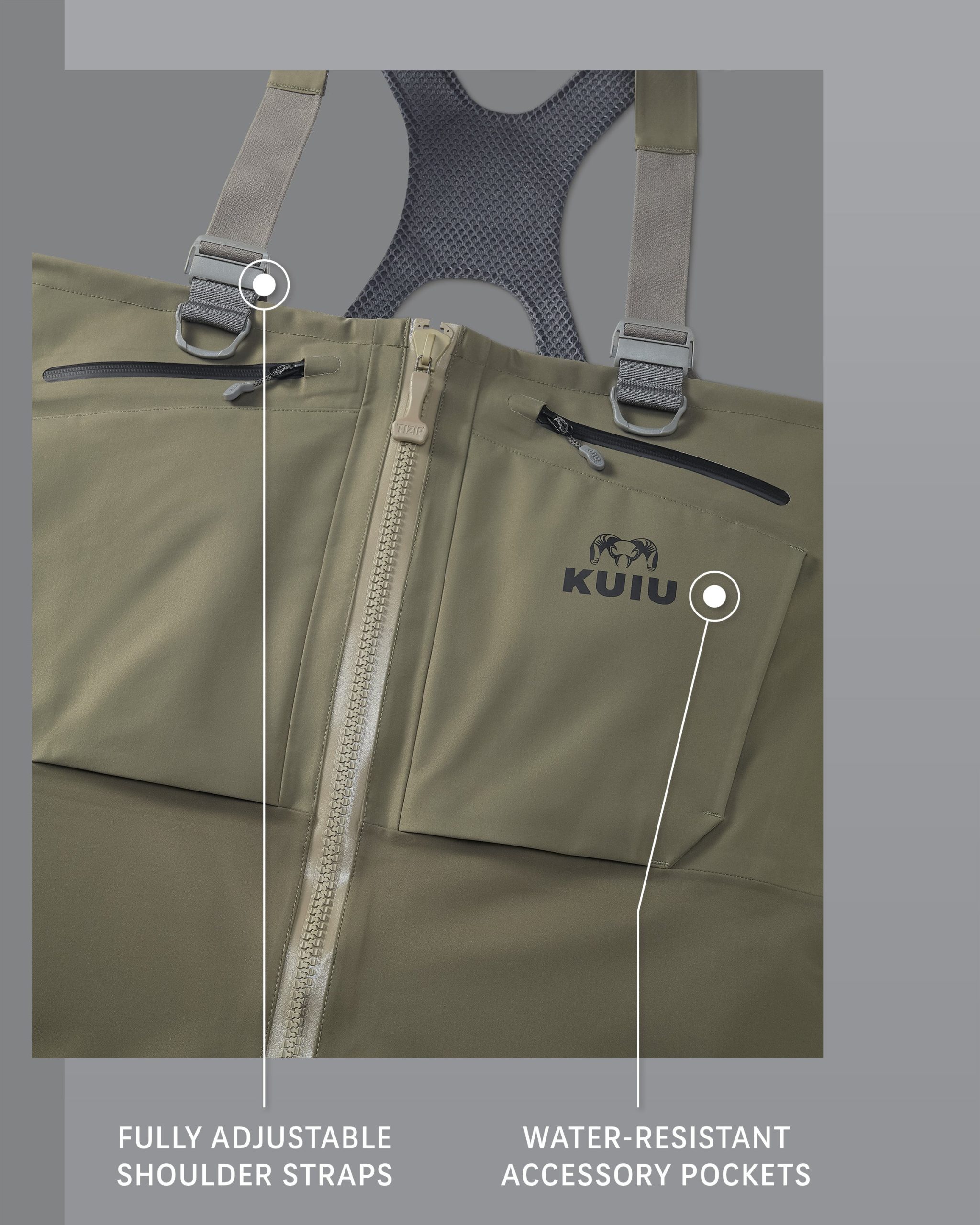 KUIU PRO HD Flex Zip Wader | Ash - Image 3