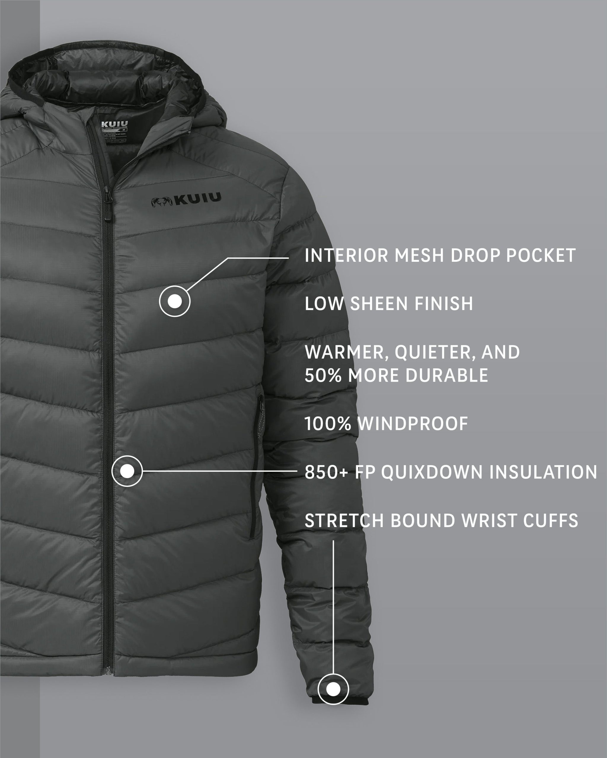 Super Down LT Hooded Jacket | Gunmetal - Image 2